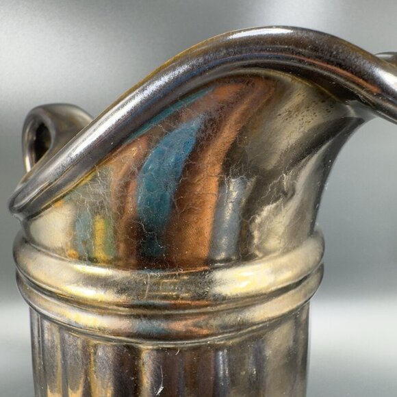 Haeger Art Pottery Bronzed Metallic Glaze Urn Pitcher Footed Vase Vintage Decor - Picture 7 of 16